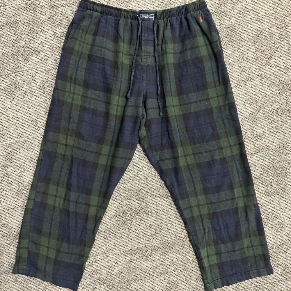 Polo Ralph Lauren Lounge Pants Mens XL Blue Green Blackwatch Pajama Sleepwear